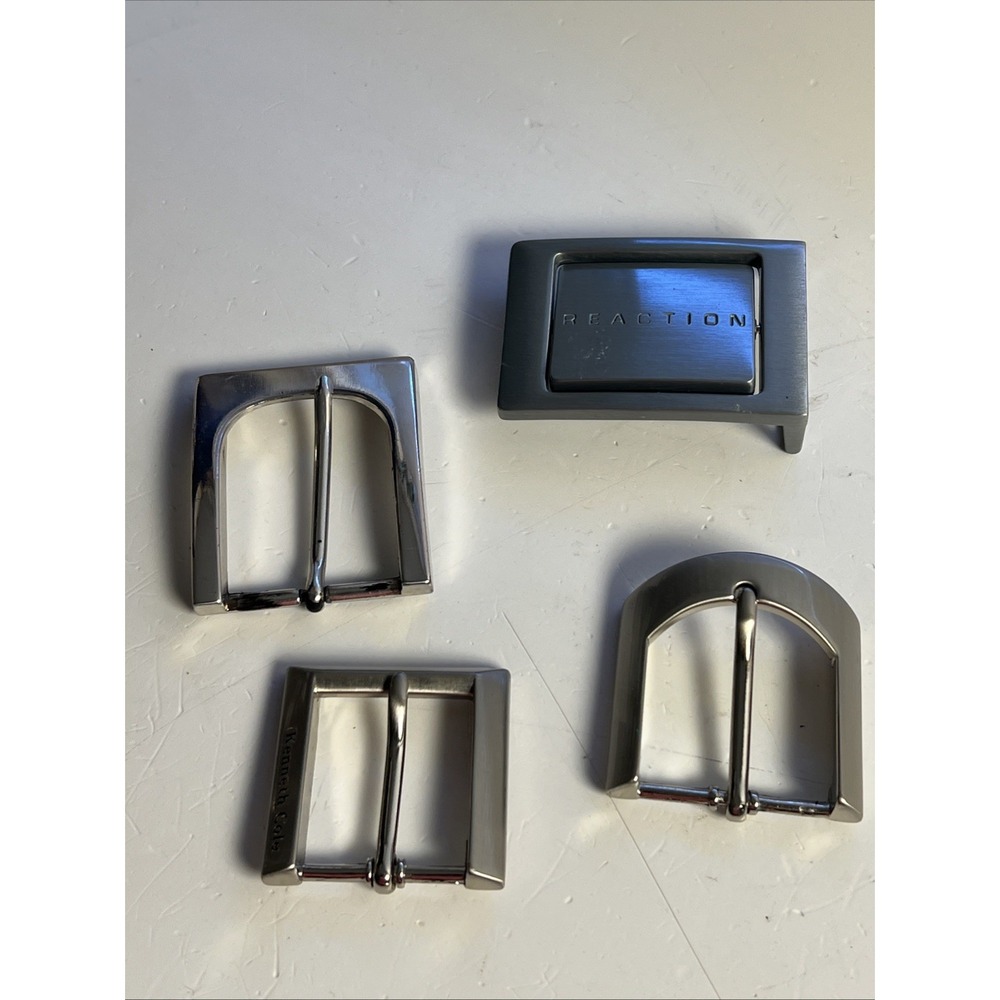 Lot 4 Vintage Men's Kenneth Cole Reaction Silver Belt Buckle